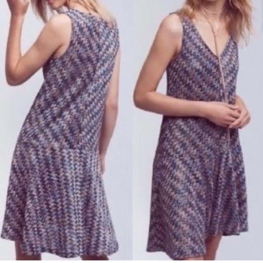 Anthropologie‎ Maeve Boho Chic Blue Knit Multi-Color Sweater Dress